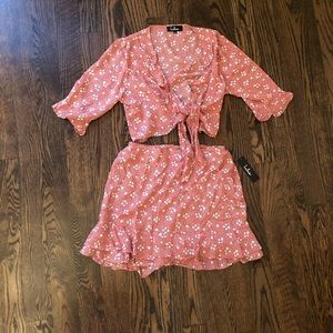 Lulu two piece floral Skirt and crop top set
